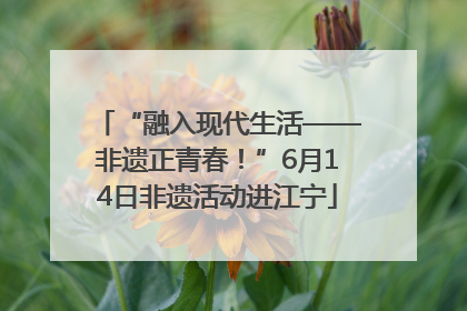 “融入现代生活——非遗正青春！”6月14日非遗活动进江宁