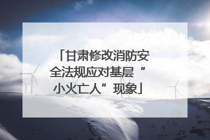 甘肃修改消防安全法规应对基层“小火亡人”现象