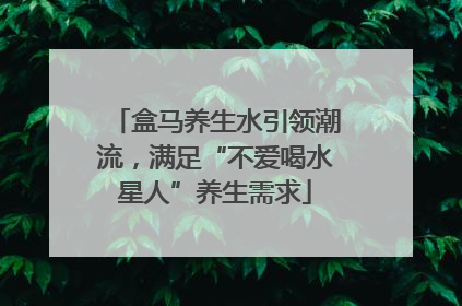 盒马养生水引领潮流，满足“不爱喝水星人”养生需求