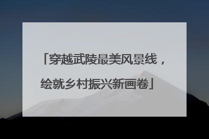穿越武陵最美风景线，绘就乡村振兴新画卷