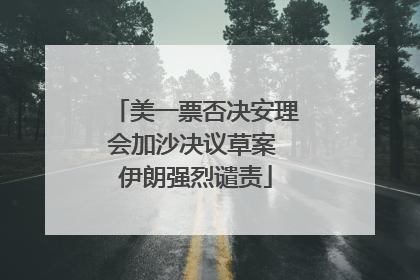 美一票否决安理会加沙决议草案 伊朗强烈谴责