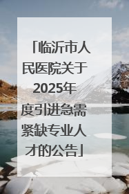 临沂市人民医院关于2025年度引进急需紧缺专业人才的公告