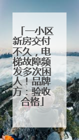 一小区新房交付不久，电梯故障频发多次困人！品牌方：验收合格