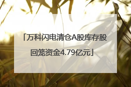 万科闪电清仓A股库存股 回笼资金4.79亿元