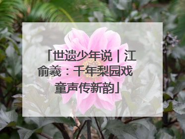 世遗少年说｜江俞羲：千年梨园戏 童声传新韵