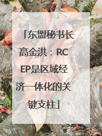 东盟秘书长高金洪：RCEP是区域经济一体化的关键支柱