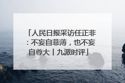 人民日报采访任正非：不妄自菲薄，也不妄自尊大丨九派时评