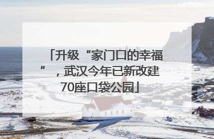 升级“家门口的幸福”，武汉今年已新改建70座口袋公园