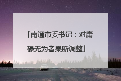 南通市委书记：对庸碌无为者果断调整