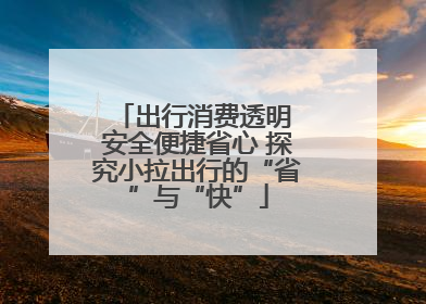 出行消费透明 安全便捷省心 探究小拉出行的“省”与“快”