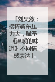 刘昊然：接棒靳东压力大，赋予《温暖的味道》不同情感表达