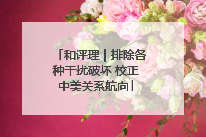 和评理｜排除各种干扰破坏 校正中美关系航向