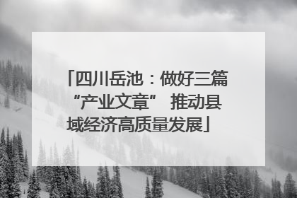 四川岳池：做好三篇“产业文章” 推动县域经济高质量发展