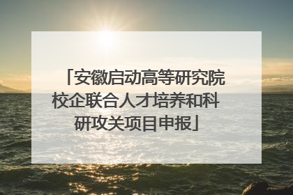 安徽启动高等研究院校企联合人才培养和科研攻关项目申报
