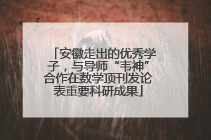 安徽走出的优秀学子，与导师“韦神”合作在数学顶刊发论表重要科研成果