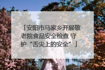 安阳市马家乡开展敬老院食品安全检查 守护“舌尖上的安全”