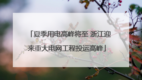 夏季用电高峰将至 浙江迎来重大电网工程投运高峰