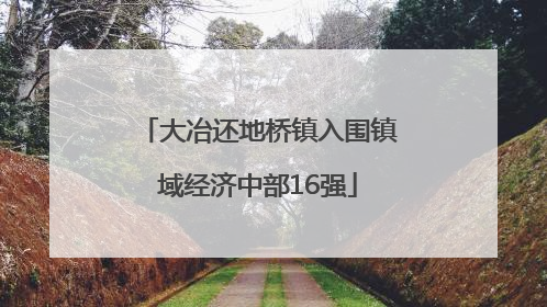 大冶还地桥镇入围镇域经济中部16强