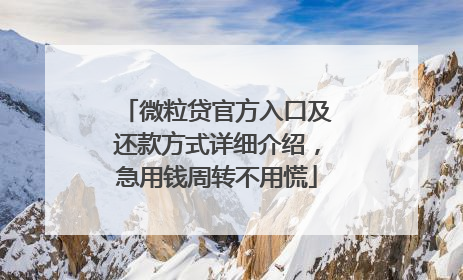 微粒贷官方入口及还款方式详细介绍，急用钱周转不用慌