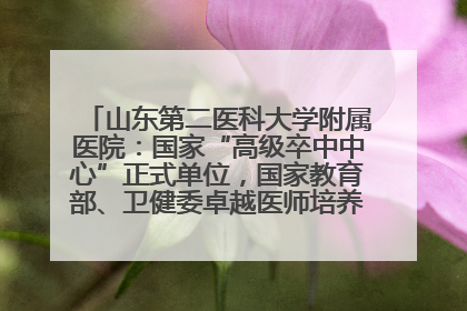 山东第二医科大学附属医院：国家“高级卒中中心”正式单位，国家教育部、卫健委卓越医师培养改革项目单位