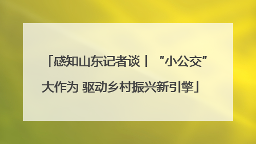 感知山东记者谈丨“小公交”大作为 驱动乡村振兴新引擎