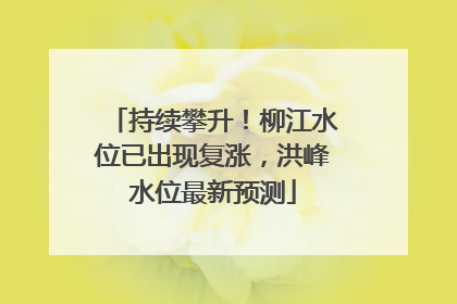 持续攀升！柳江水位已出现复涨，洪峰水位最新预测