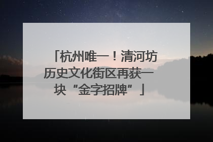 杭州唯一！清河坊历史文化街区再获一块“金字招牌”