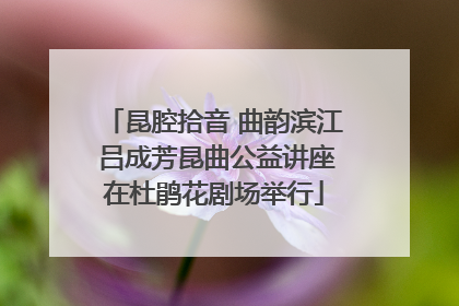 昆腔拾音 曲韵滨江 吕成芳昆曲公益讲座在杜鹃花剧场举行