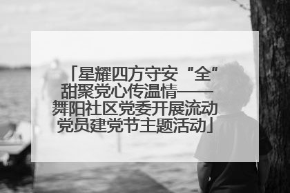 星耀四方守安“全” 甜聚党心传温情——舞阳社区党委开展流动党员建党节主题活动