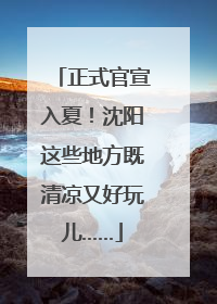 正式官宣入夏！沈阳这些地方既清凉又好玩儿……