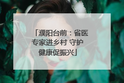 濮阳台前：省医专家进乡村 守护健康促振兴