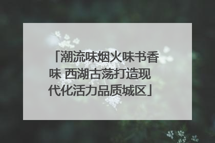 潮流味烟火味书香味 西湖古荡打造现代化活力品质城区