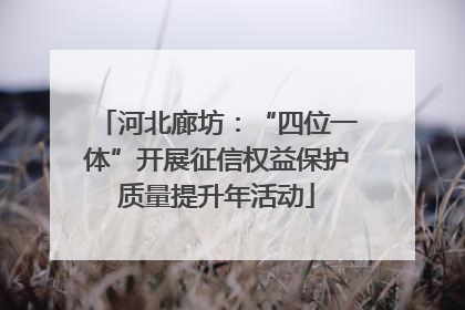 河北廊坊：“四位一体”开展征信权益保护质量提升年活动