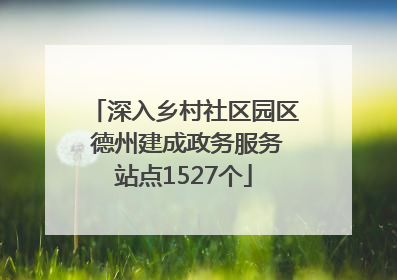 深入乡村社区园区 德州建成政务服务站点1527个