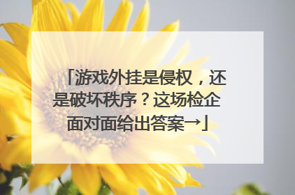 游戏外挂是侵权，还是破坏秩序？这场检企面对面给出答案→