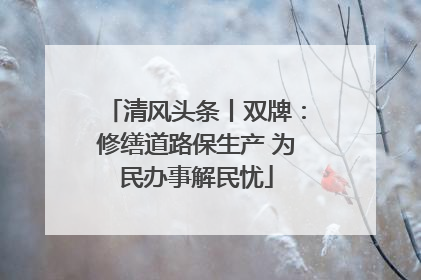 清风头条丨双牌：修缮道路保生产 为民办事解民忧