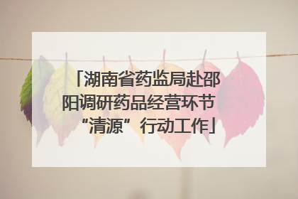 湖南省药监局赴邵阳调研药品经营环节“清源”行动工作