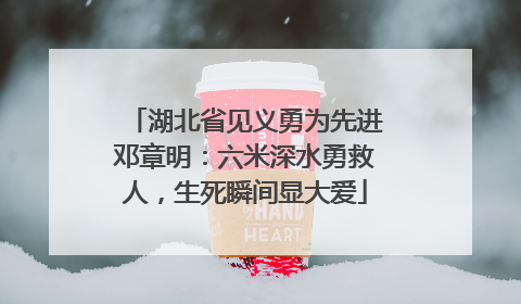 湖北省见义勇为先进邓章明：六米深水勇救人，生死瞬间显大爱