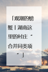 观潮的螃蟹丨湖南这里的村庄“合并同类项”