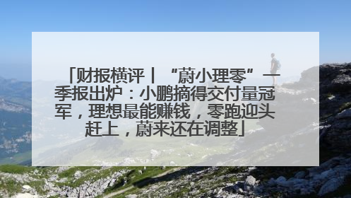 财报横评丨“蔚小理零”一季报出炉：小鹏摘得交付量冠军，理想最能赚钱，零跑迎头赶上，蔚来还在调整
