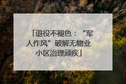 退役不褪色：“军人作风”破解无物业小区治理顽疾