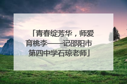 青春绽芳华，师爱育桃李——记邵阳市第四中学石琼老师