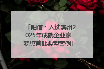 阳信：入选滨州2025年成就企业家梦想首批典型案例