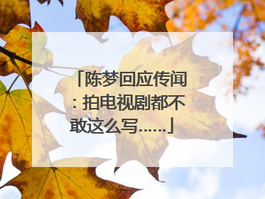 陈梦回应传闻：拍电视剧都不敢这么写……