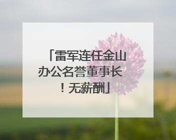雷军连任金山办公名誉董事长！无薪酬