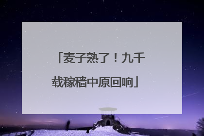 麦子熟了！九千载稼穑中原回响