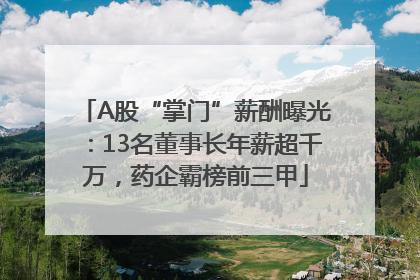 A股“掌门”薪酬曝光：13名董事长年薪超千万，药企霸榜前三甲